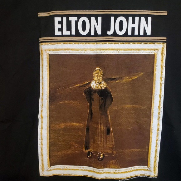 VINTAGE Elton John Shirt Mens Large Black Concert Tee Polygram 90s 1997 - Picture 4 of 9
